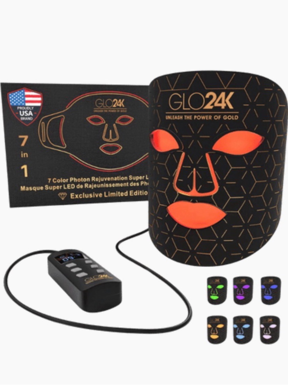 GLO24K 7 LED Photon Rejuvenation Facial Beauty Mask